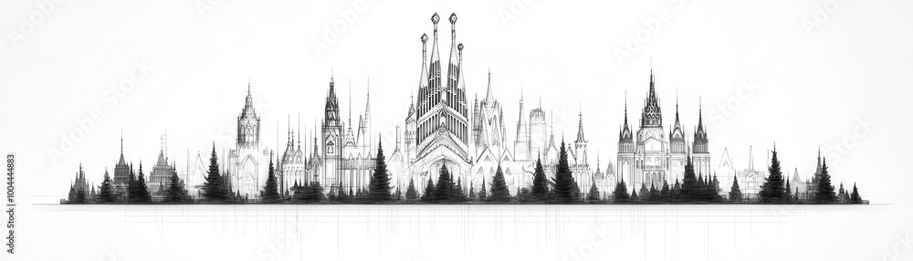 Sticker Cityscape Skyline Sketch.