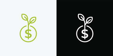 Obraz premium Dollar sprout, Funding logo, Growing money symbol vector illustration