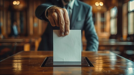 Citizens participating in the American elections put their ballots in the box.