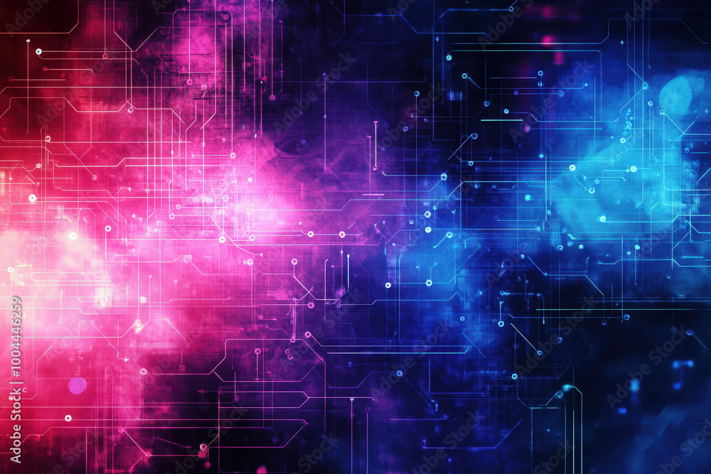 Aufkleber vibrant fusion of technology and color creates a mesmerizing visual tapestry at dusk. generative ai