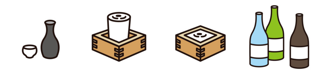 日本酒のイラスト。日本文化のベクターアイコン。シンプルなデザイン。