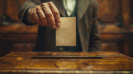 Citizens participating in the American elections put their ballots in the box.