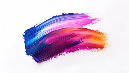 Brush with color paint and stroke on white background