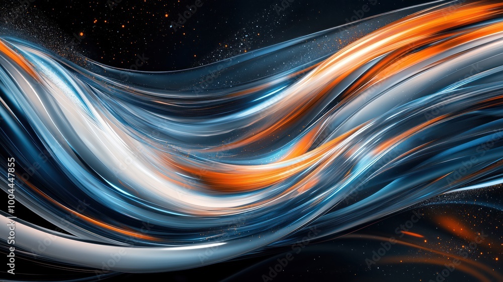 Poster dynamic flow of vibrant abstract waves in motion