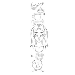 Doodle cosmetic jars with labels and leaves seamless pattern. Perfect for scrapbooking, poster, textile and prints. Hand drawn vector illustration for decor and design.
