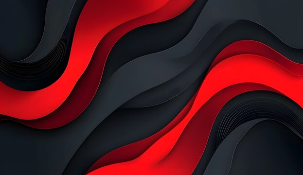 Abstract Red Black Wave Background