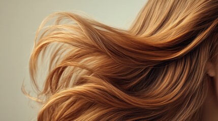 Fototapeta premium Flowing strands of golden hair illuminated indoors