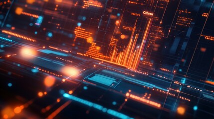 Obraz premium Digital Abstract Background with Orange and Blue Lights