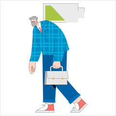 Older Businessman. Flat Vector Illustration