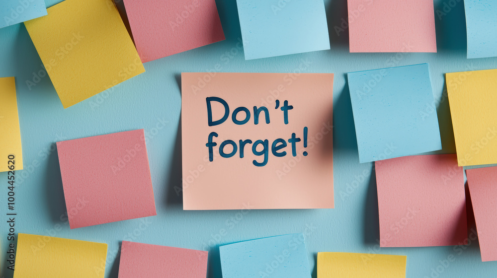 Poster dont forget to stay organized with colorful sticky notes! this image features central note with remi