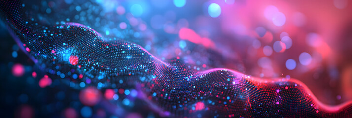 Digital background perfect for tech processes, neural networks, artificial intelligence, data transfer and encryption, digital archives, sound and graphic presentations, science, education, etc.