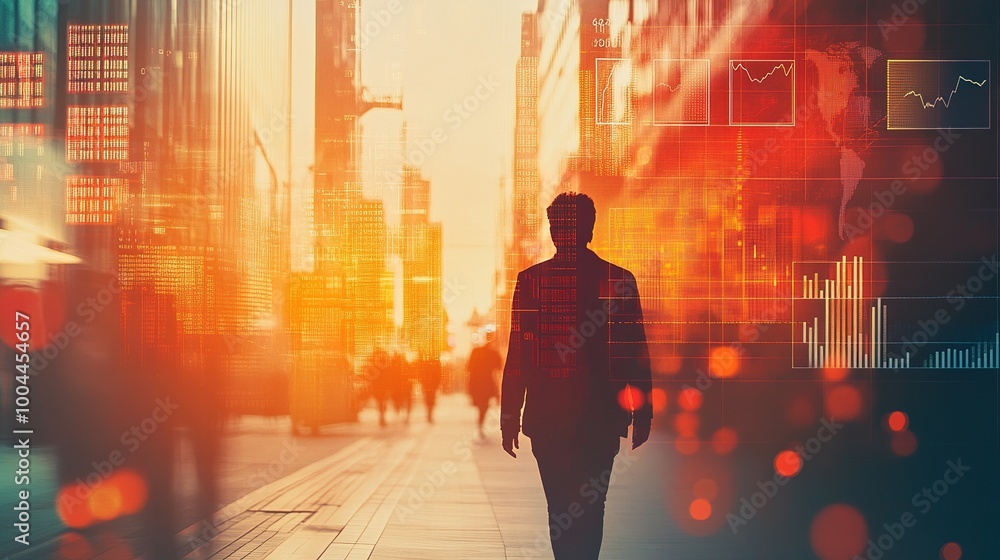 Canvas Prints Businessman Walking Past Urban Tech Display