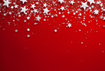 Red Christmas Background with White Stars