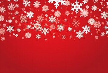 Red Background With Falling Snowflakes Christmas Card Design
