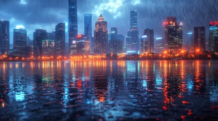 Fototapeta premium Cityscape Reflections in Rain