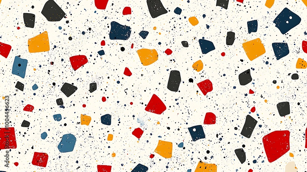 Poster terrazzo patterns weave a seamless texture, blending modern design with timeless elegance.