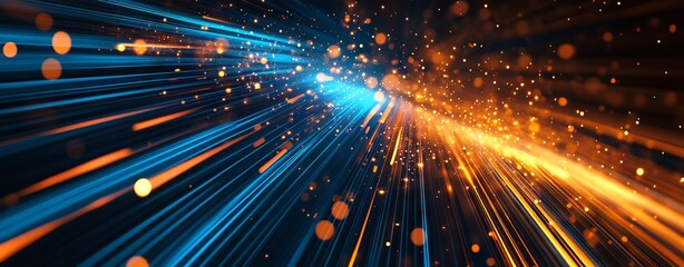 Fototapeta premium Dynamic Abstract Technology Background with Light Streaks, AI generated illustration