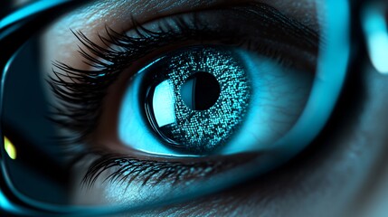 cinematic person looking on charts analysis in turquoise color, 