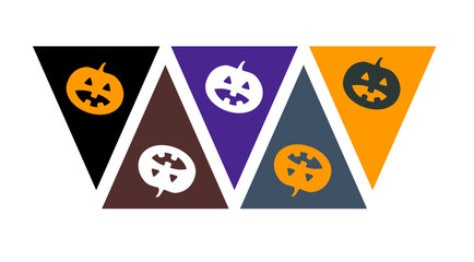 Halloween decorations triangular flags print out the layout and hang with evil scary pumpkins