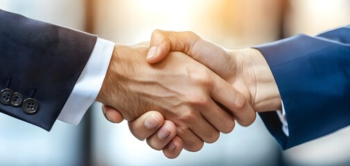 Obraz premium Business handshake over a negotiation table, consulting environment, contract discussion in progress, partnership deal, corporate success, close-up on hands, good fingers, good hand