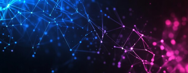 Abstract Futuristic Background with Blue and Purple Glowing Dots, AI generated illustration