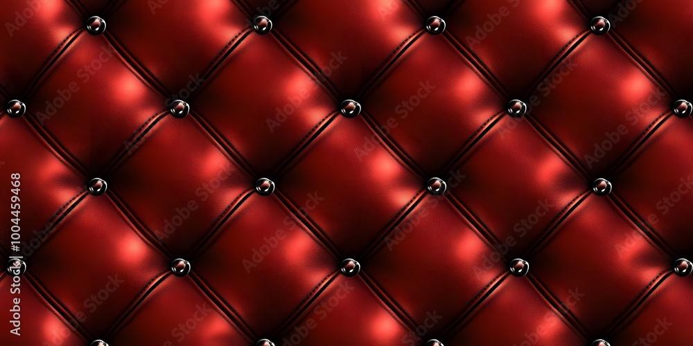 Poster Red Leather Upholstery Texture with Diamond Pattern