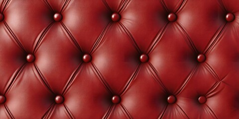 Fototapeta premium Red Leather Upholstery Texture with Buttons