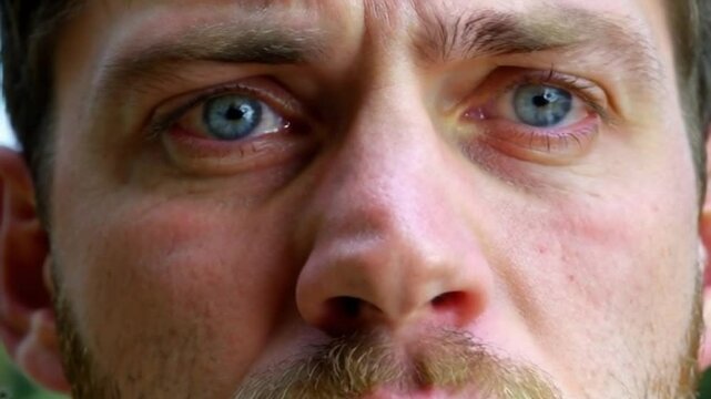 Homme aux yeux bleus per&ccedil;ants

