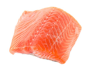 Piece of fresh salmon isolated on white