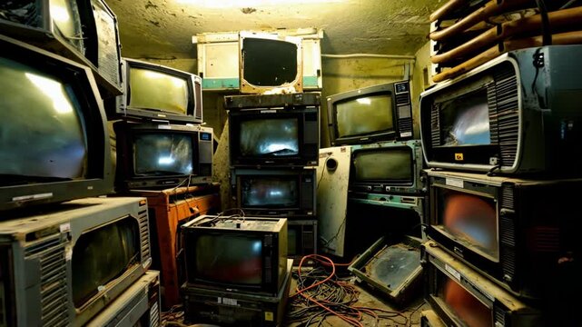 pi&egrave;ce rempli de t&eacute;l&eacute;vision