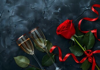 Romantic Valentines Day Champagne Rose