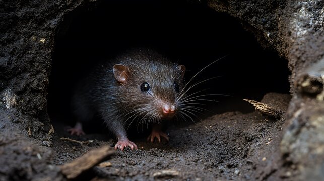 71. A blind mole rat navigating its dark and complex burrow system