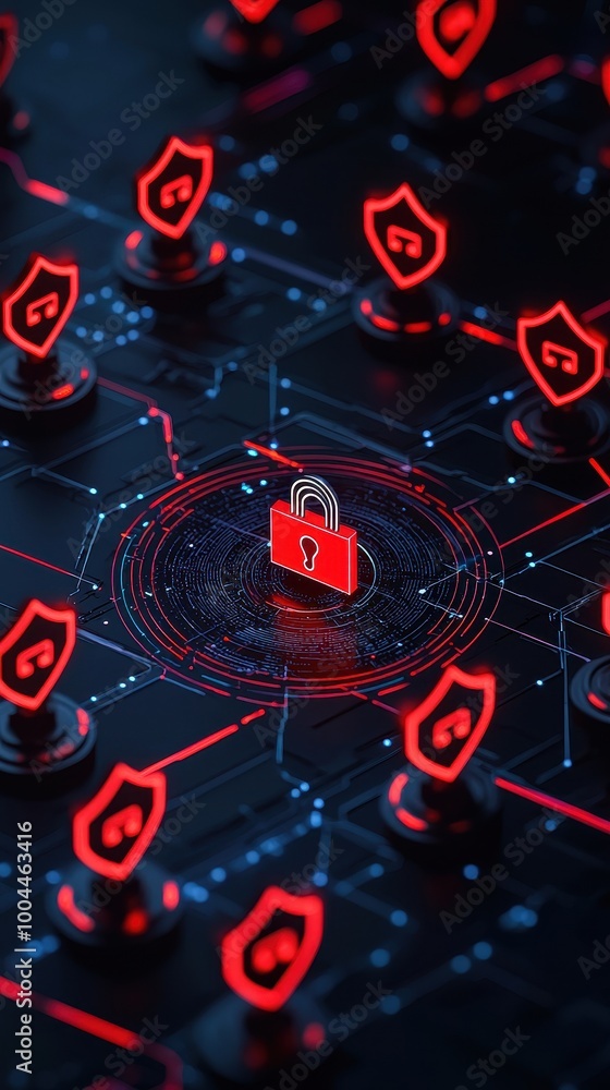 Aufkleber digital security icons with lock theme.