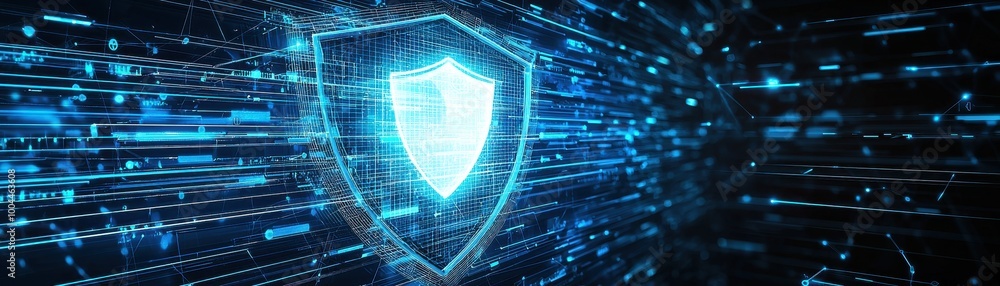 Aufkleber digital security shield with glowing effects