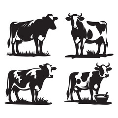 Cow black silhouette vector isolated on white background design