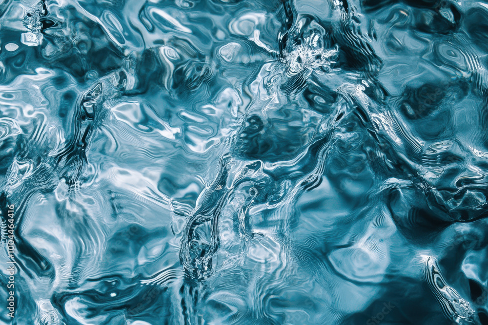 Poster rippling teal water dances in sunlight, creating a mesmerizing tapestry of reflections and textures 