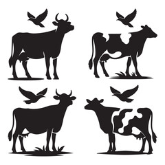 Cow black silhouette vector isolated on white background design