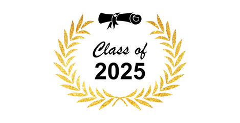 2025 class graduate. The concept of decorate congratulation for school graduates. Design for t-shirt, flyer, invitation, greeting card. Illustration, vector