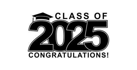 Class of 2025 typography design vector. Text for design, congratulation event, T-shirt, party, high school or college graduate. Editable class of 2025 typography design 