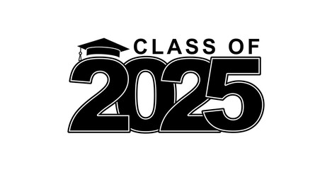 Class of 2025 typography design vector. Text for design, congratulation event, T-shirt, party, high...