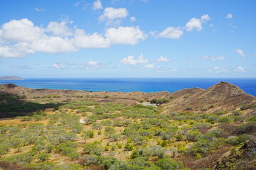 View of Diamond Head Volcanic Crater in Hawaii, USA - アメリカ ダイヤモンドヘッドの風景