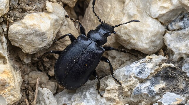 10. A darkling beetle hiding in the crevices of rocky underground terrain
