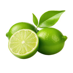 Green limes on white background