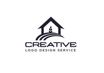 Real estate or home care logo template, featuring a green house design.