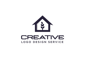 Real estate or home care logo template, featuring a green house design.