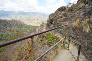 View of Diamond Head Volcanic Crater in Hawaii, USA - アメリカ ダイヤモンドヘッドの風景