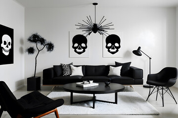 Modern Halloween Home Decor in Minimalist Style.