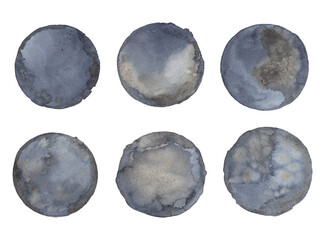 Abstract blue watercolor circles on white background