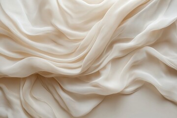 Obraz premium Elegant cream fabric draped softly, highlighting smooth texture and delicate folds, perfect for design.