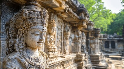 Ancient deity carvings in temple